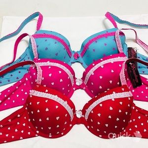 NWT 3 pc Dynashape Heart Pattern Contour Bras